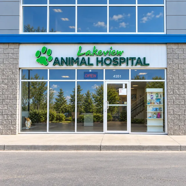 The entrance to Lakeview Animal Hospital in Summerside, South Edmonton