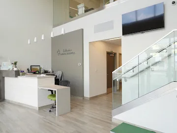 Reception desk and waiting area inside Lakeview Animal Hospital